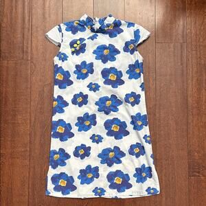 Chou Chou Chic Girl’s Blue Floral Kids Qipao Dress, Size 7/8 (130)